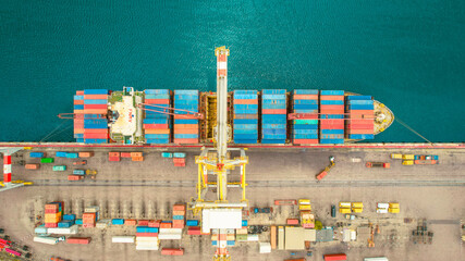 container ship being unloaded