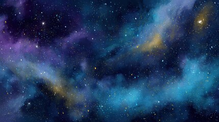 Obraz premium A vibrant, colorful depiction of the cosmos featuring stars, nebulae, and swirling clouds of interstellar dust
