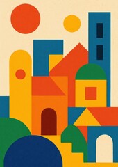 Fototapeta premium Abstract geometric cityscape illustration.