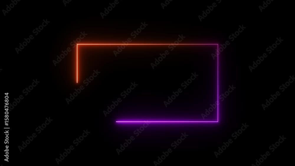 Poster animation of glowing double color neon rectangles on background. abstract glowing neon rectangle bor