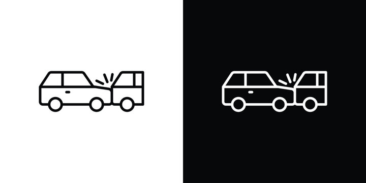 Rear end collision icon with Editable stroke. Pixel perfect.