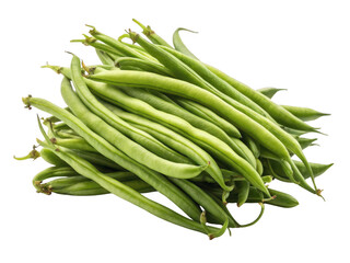Fresh green beans pile isolated on transparent background