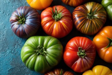 Fresh Heirloom Tomatoes in Various Colors Showcasing Their Unique Appearance and Natural Beauty.