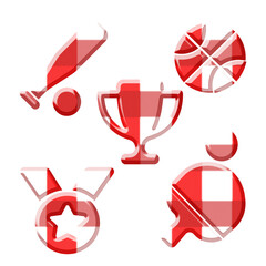 set of red and  white checkered pattern sport icons