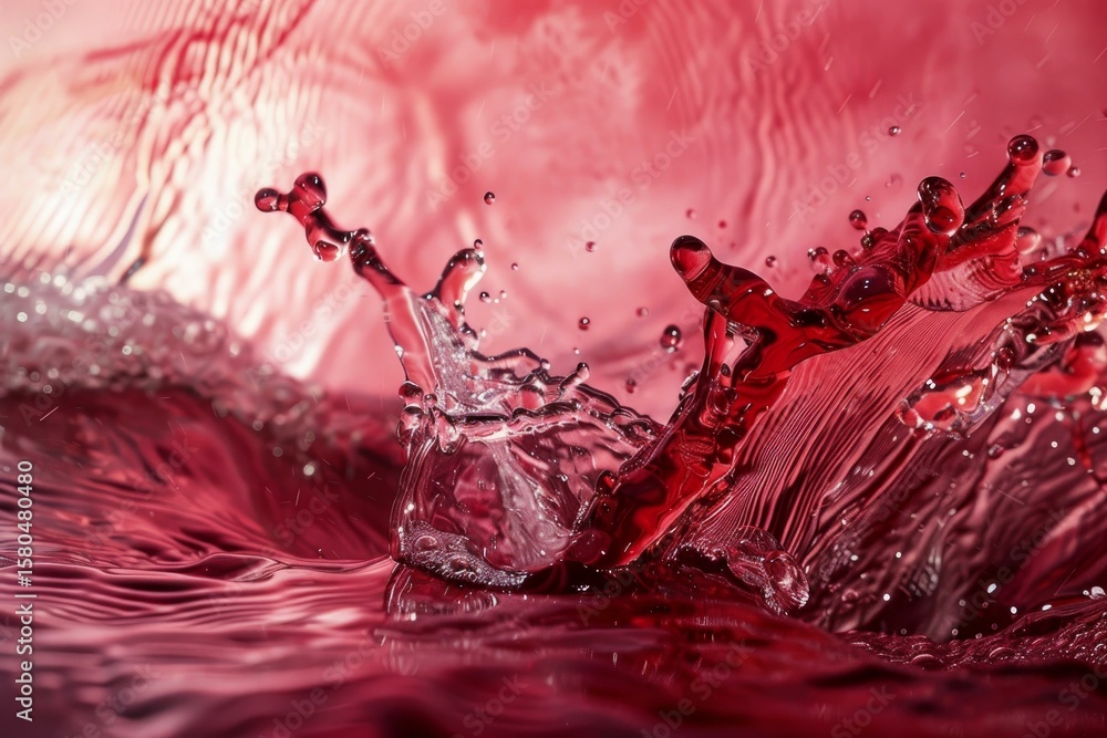 Aufkleber dynamic splash of red liquid creating elegant shapes and droplets