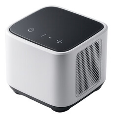 Fototapeta premium Desktop ionizer for a home office, featuring a modern, square design with a soft-touch interface.