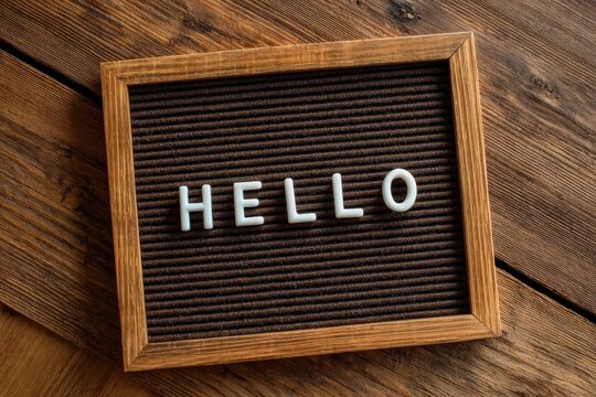 Letterboard with customizable announcement letters on wooden background.