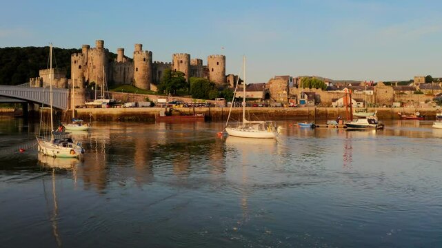 Historical castle and port in the medieval Conwy town, Wales, United Kingdom