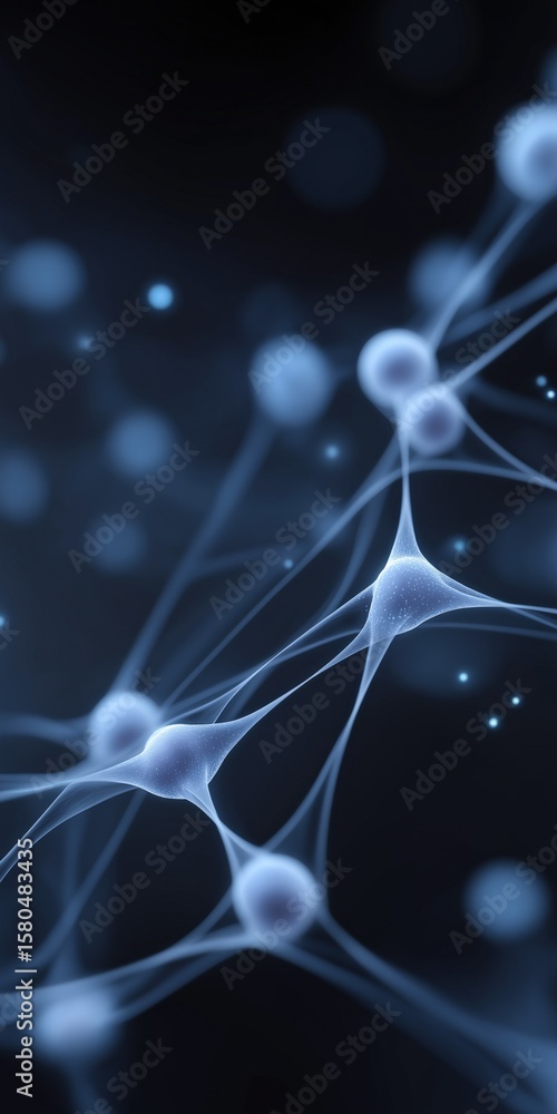 Poster abstract neural network connections with glowing synapses on a dark background