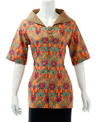 Beautiful blouse with patterns like weaving and warm colors combination. Fashion for women that is suitable to be worn during formal or casual events 