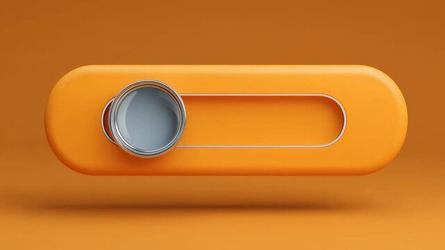 Orange 3d UI slider with rounded corners and moving clear thumb floating in abstract space.