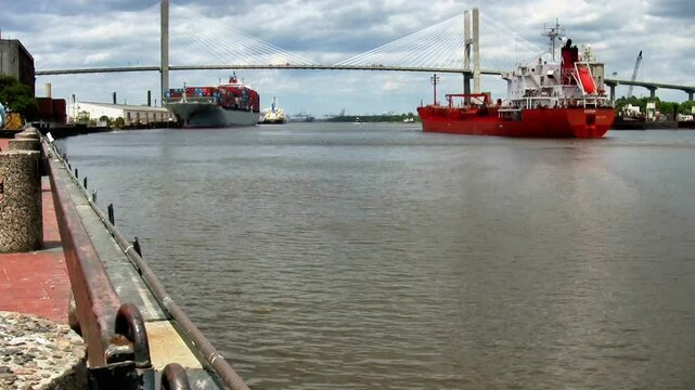Cargo ships in the Savanah port 