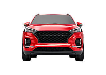 Sleek red suv with modern design and bold front view on transparent background, PNG