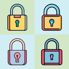 Flat Lock Illustration Security Padlock and Protection Vector Icon