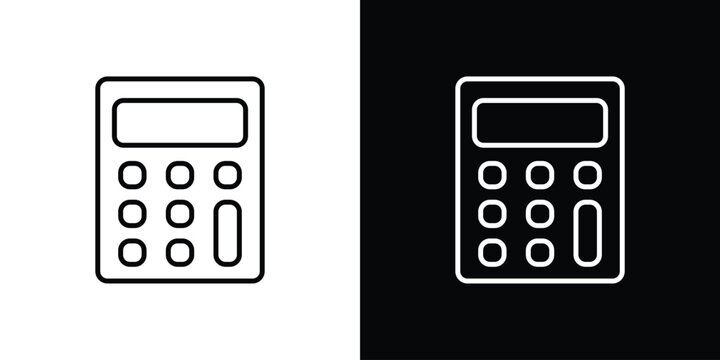 Calculator icon with Editable stroke. Pixel perfect.
