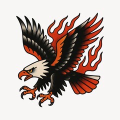 Obraz premium Bold fiery eagle illustration.
