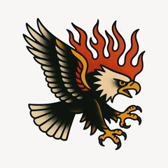 Obraz premium Fiery eagle tattoo design.