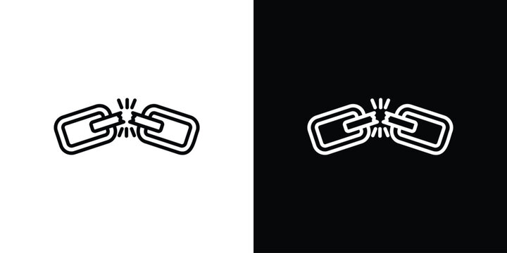 Broken link icon with Editable stroke. Pixel perfect.