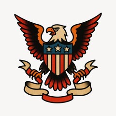 Obraz premium Patriotic eagle emblem illustration.
