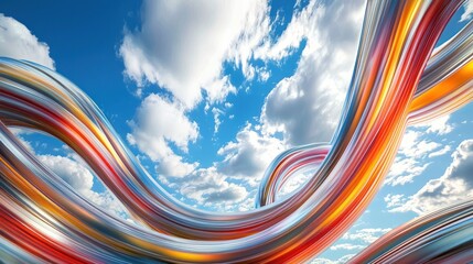 Abstract colorful ribbon sky