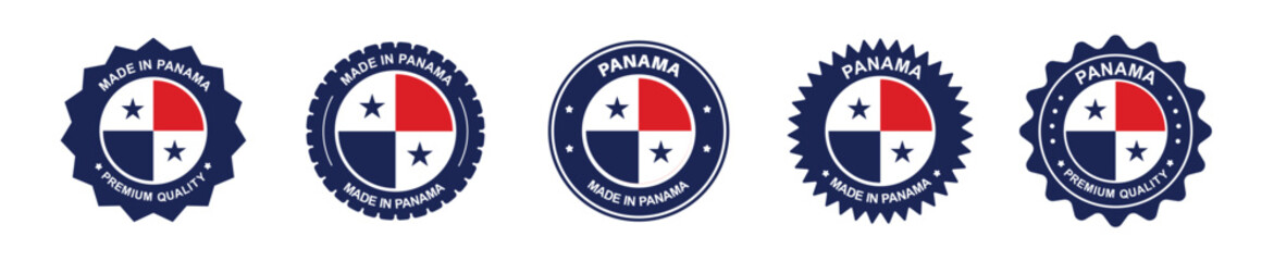 panama product label set. panama flag, premium made in panama . Labels, seals, stamps, flags, icons
