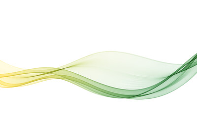 Green and yellow flowing wave lines on white background.