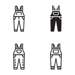 Vector Illustration of Different Styles of Bib Overalls
