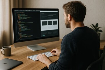 Focused developer coding efficiently.