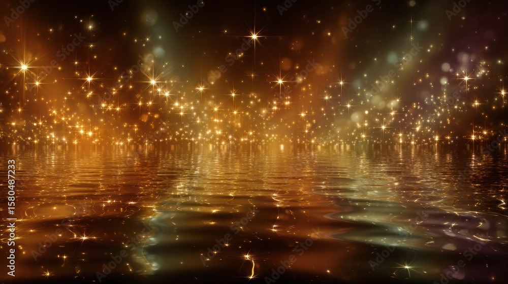 Poster shimmering lights: a mesmerizing display of lights reflected on a surface, creating an atmosphere of