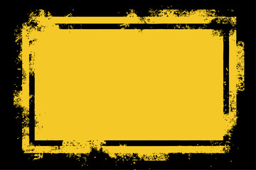 Rectangular frame with a heavy grunge texture. The chaotic, ink-splattered black border contrasts with the solid yellow background, making it perfect for flyers, sales announcements.