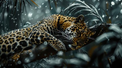 Jaguar resting jungle