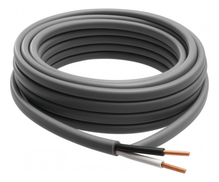 Non-metallic sheathed cable for quick and easy installation in residential wall cavities.