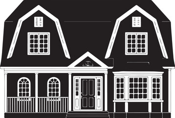 Fototapeta premium Modern House SilhouetteCozy Cottage SilhouetteSuburban House VectorCountry House SilhouetteClassic Home Silhouette