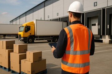 Logistics worker managing warehouse operations.