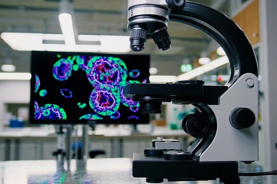 Exploring cellular structures using a microscope in a modern laboratory setting