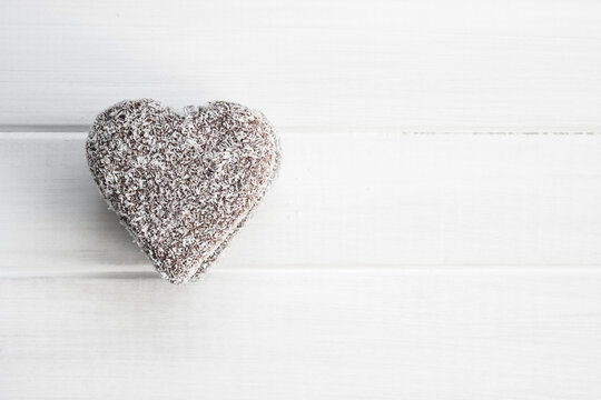 lamington in the shape of a loveheart