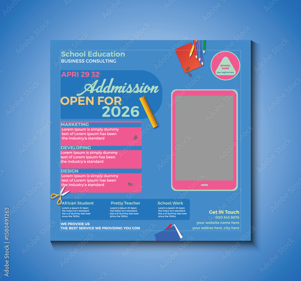 Fototapete professional social media post template for school education and business consulting. ideal for acad