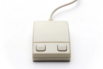 Vintage computer mouse isolated on white background shows technology's evolution and history