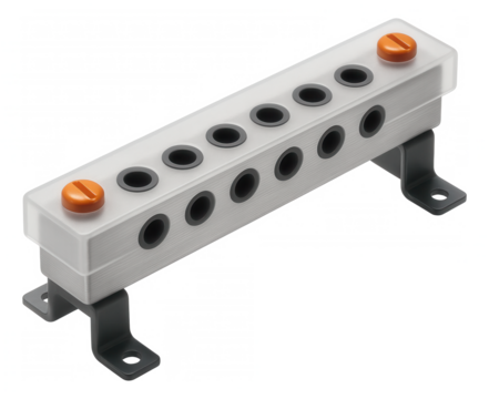Insulated grounding busbar for enhanced safety in home electrical systems, reducing the risk of accidental contact.