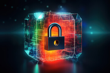 Digital protection concept with a padlock symbolizing information security