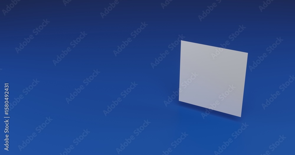 Poster isolated realistic white sheet with shadow. located on the right side of the scene. 3d illustration 