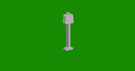 Isolated realistic white floor lamp symbol front view with shadow. 3d illustration on green chroma key background
