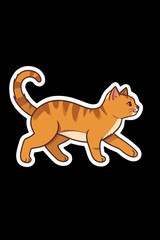 Sticker of a brown kitten walking in the park