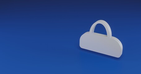Isolated realistic white sports bag symbol with shadow. Located on the right side of the scene. 3d illustration on transparent background
