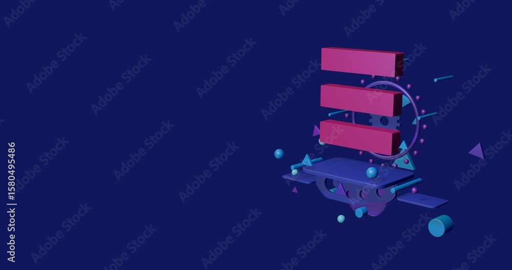 Aufkleber pink identity symbol on a pedestal of abstract geometric shapes floating in the air. abstract concep
