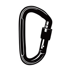 silhouette photo of a carabiner with a white background