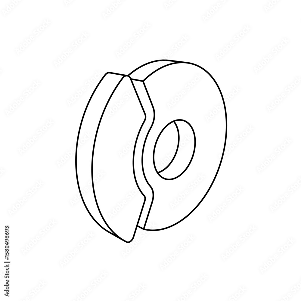 Poster the outline of a large auto brakes is made with black lines. 3d view of the object in perspective. v
