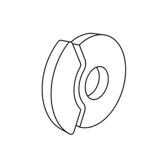 The outline of a large auto brakes is made with black lines. 3D view of the object in perspective. Vector illustration on white background