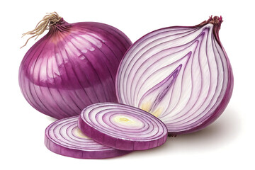 Premium Red Onions isolated on white background