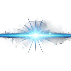 Obraz premium Png glowing horizontal blue light beam with radiant lens flare and shine. Futuristic energy line flash with shimmer, speed, and neon highlight. Transparent digital PNG illustration.
